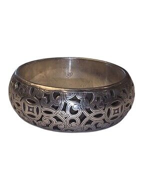 Brighton Serendipity? Engraved Silver-Tone Wide Bangle Bracelet